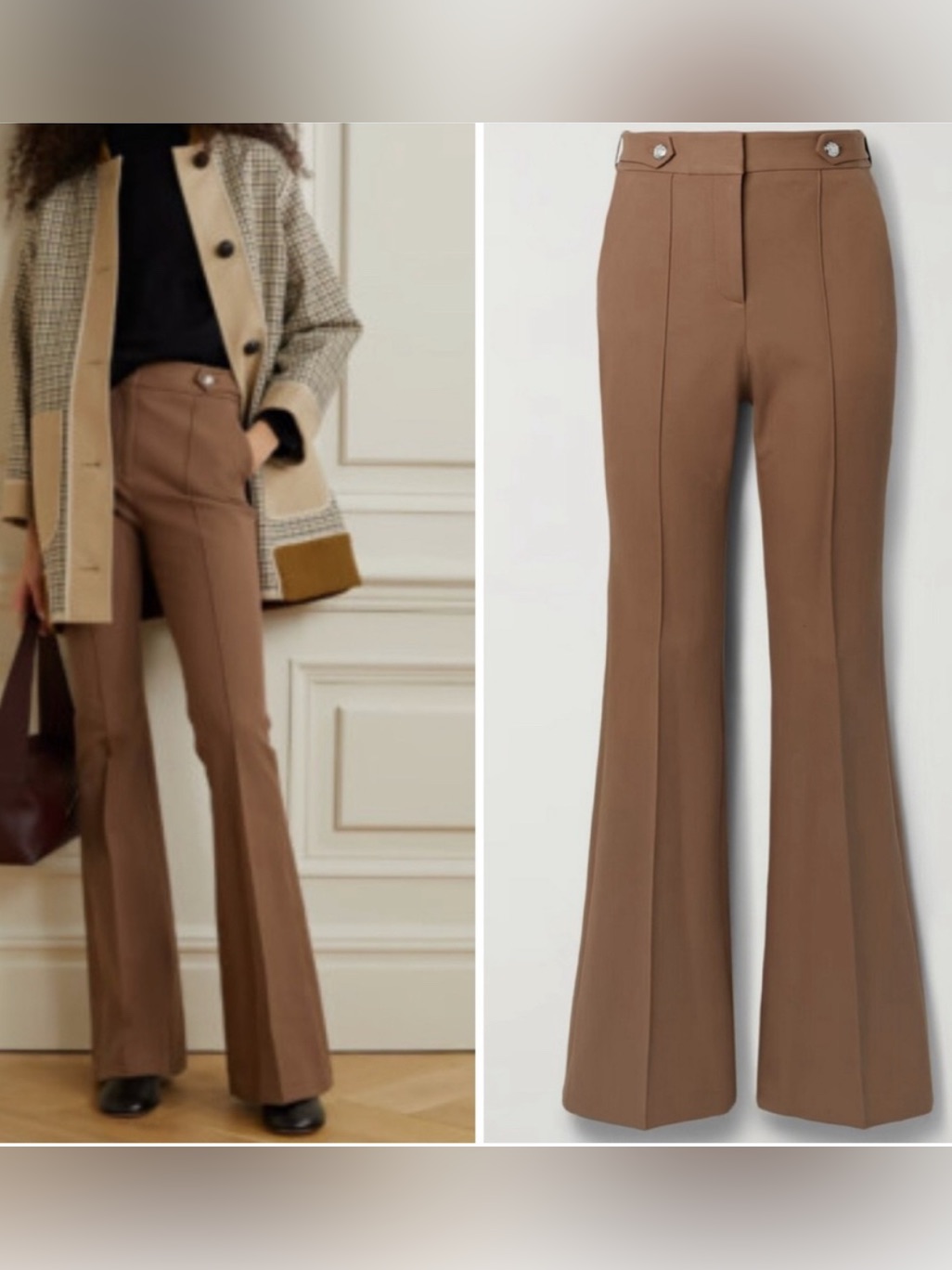 Veronica Beard Elsbury Cocoa Brown Dress Flare Pant Trousers Nwt